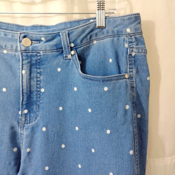 Vintage Jeans Workshop Republic Polkadot Ankle Length 5 Pocket Medium Wash Denim - Picture 5 of 14